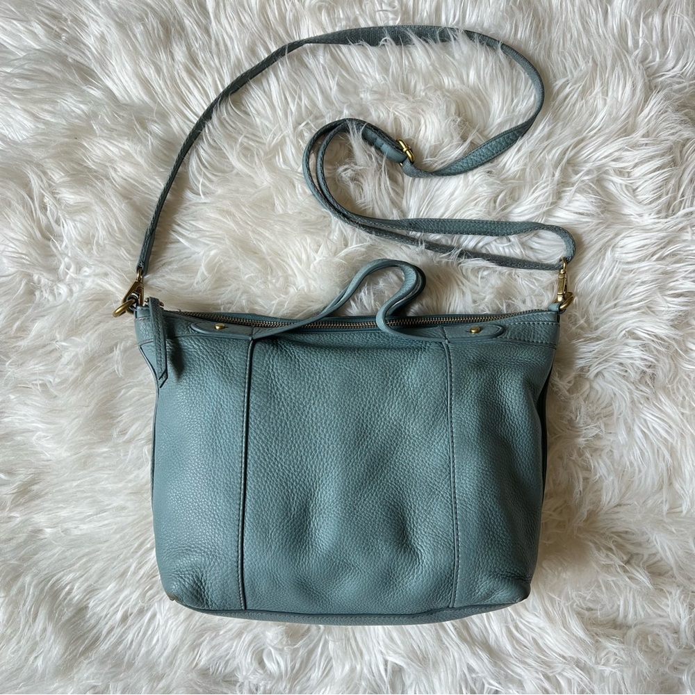 Fossil Sadie Satchel Baby Soft Pastel Spring Blue Leather LG Crossbody/Handbag 🦋